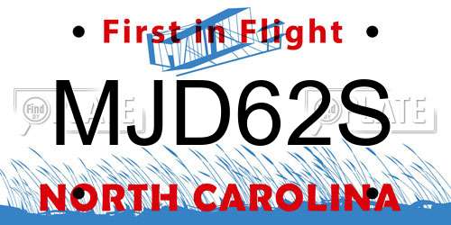 MJD62S North Carolina License Plate