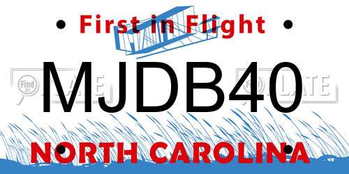 MJDB40 North Carolina License Plate