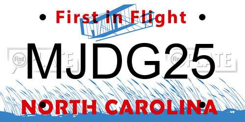 MJDG25 North Carolina License Plate