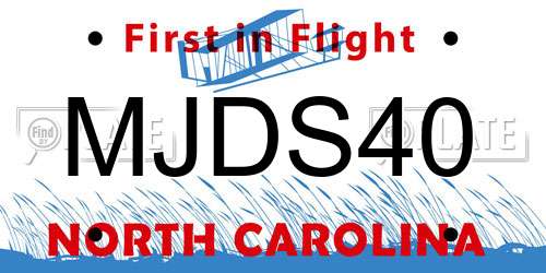MJDS40 North Carolina License Plate