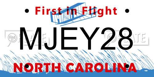 MJEY28 North Carolina License Plate