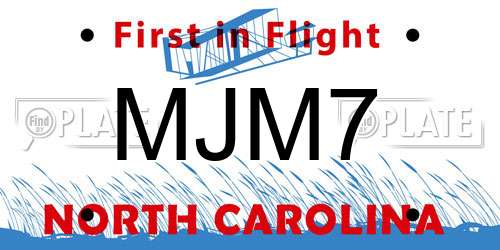 MJM7 North Carolina License Plate