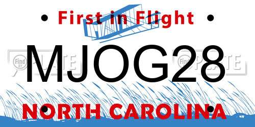 MJOG28 North Carolina License Plate