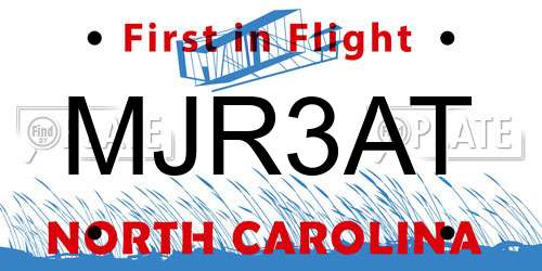 MJR3AT North Carolina License Plate