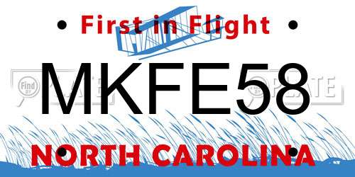 MKFE58 North Carolina License Plate