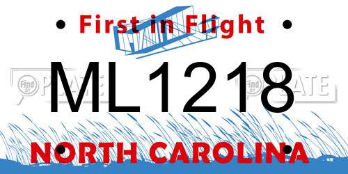 ML1218 North Carolina License Plate
