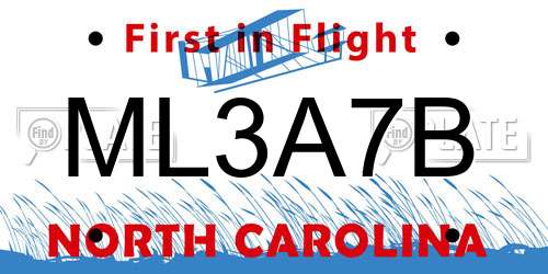 ML3A7B North Carolina License Plate