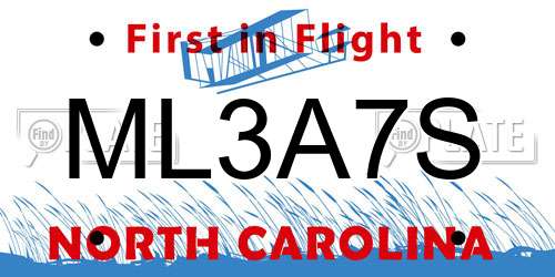 ML3A7S North Carolina License Plate
