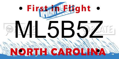 ML5B5Z North Carolina License Plate