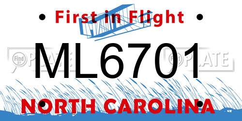 ML6701 North Carolina License Plate