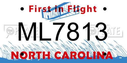 ML7813 North Carolina License Plate