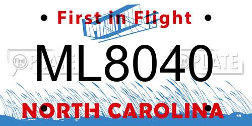 ML8040 North Carolina License Plate