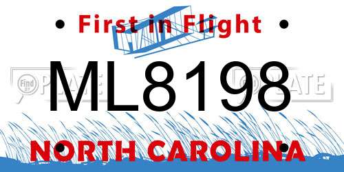 ML8198 North Carolina License Plate