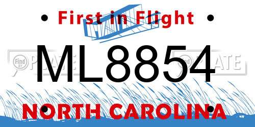 ML8854 North Carolina License Plate