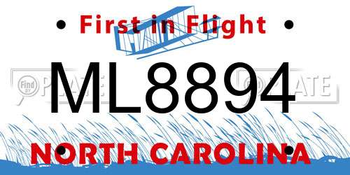 ML8894 North Carolina License Plate
