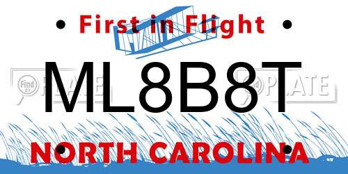 ML8B8T North Carolina License Plate