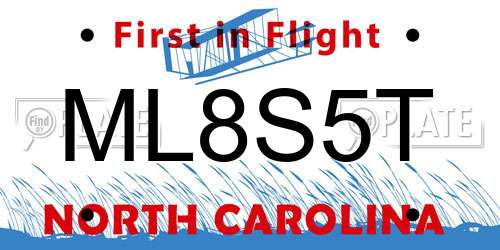 ML8S5T North Carolina License Plate