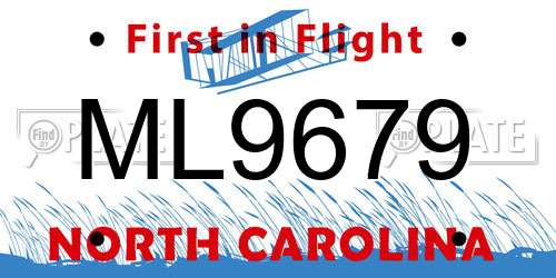 ML9679 North Carolina License Plate