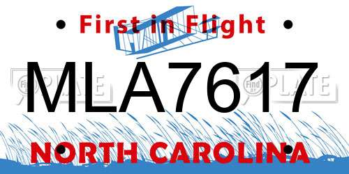 MLA7617 North Carolina License Plate