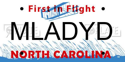 MLADYD North Carolina License Plate