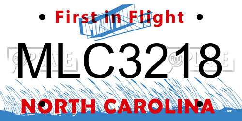 MLC3218 North Carolina License Plate