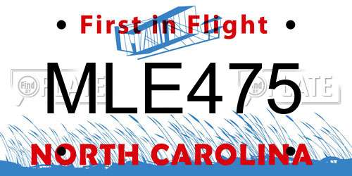 MLE475 North Carolina License Plate