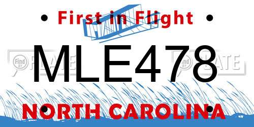 MLE478 North Carolina License Plate