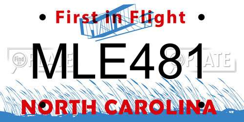 MLE481 North Carolina License Plate