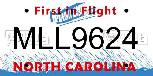 MLL9624 North Carolina License Plate