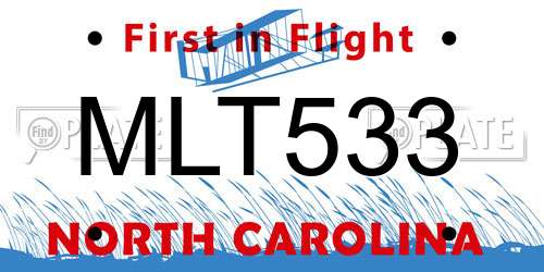 MLT533 North Carolina License Plate