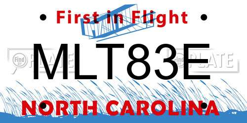 MLT83E North Carolina License Plate