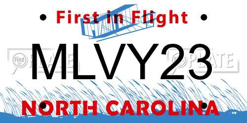 MLVY23 North Carolina License Plate
