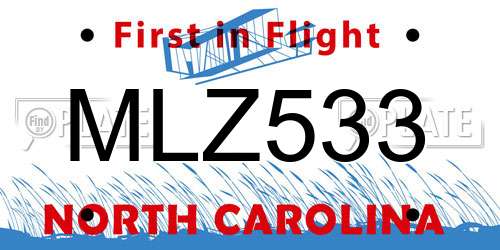 MLZ533 North Carolina License Plate