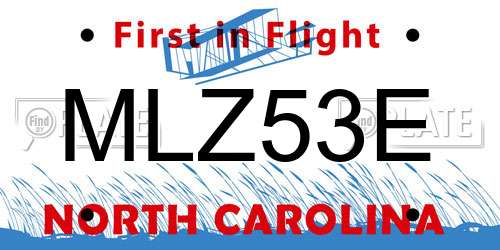 MLZ53E North Carolina License Plate
