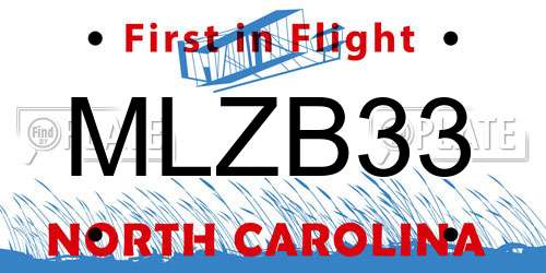 MLZB33 North Carolina License Plate