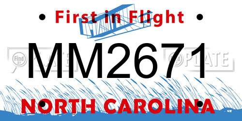 MM2671 North Carolina License Plate