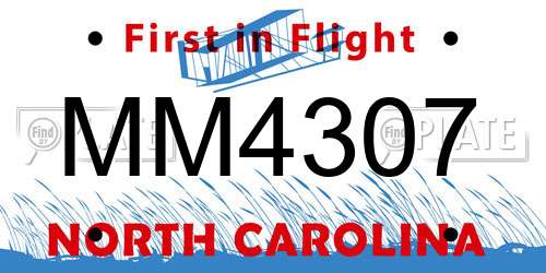 MM4307 North Carolina License Plate