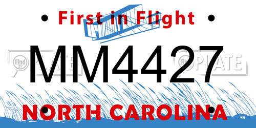 MM4427 North Carolina License Plate