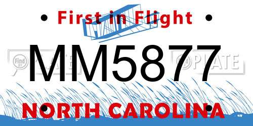 MM5877 North Carolina License Plate