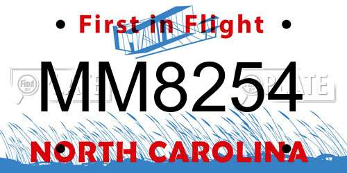 MM8254 North Carolina License Plate