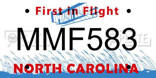 MMF583 North Carolina License Plate