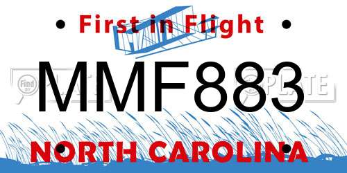 MMF883 North Carolina License Plate