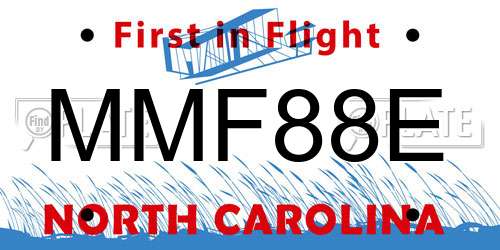 MMF88E North Carolina License Plate