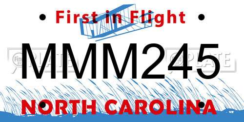 MMM245 North Carolina License Plate