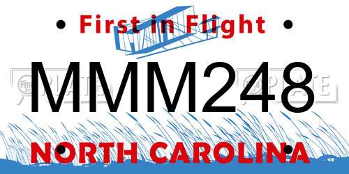 MMM248 North Carolina License Plate