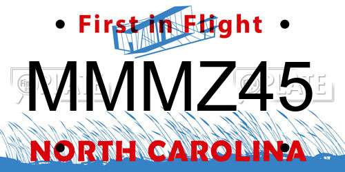 MMMZ45 North Carolina License Plate