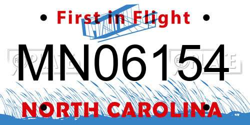 MN06154 North Carolina License Plate