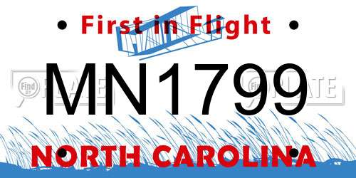 MN1799 North Carolina License Plate