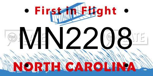 MN2208 North Carolina License Plate
