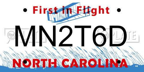 MN2T6D North Carolina License Plate
